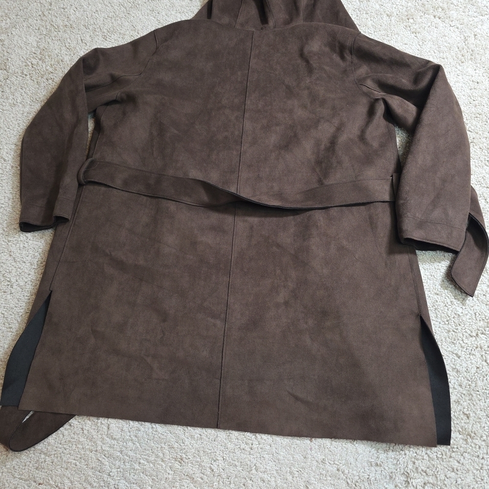 Zara Lightweight Faux Suade Jacket with Hood Women’s Size Large - Picture 5 of 12